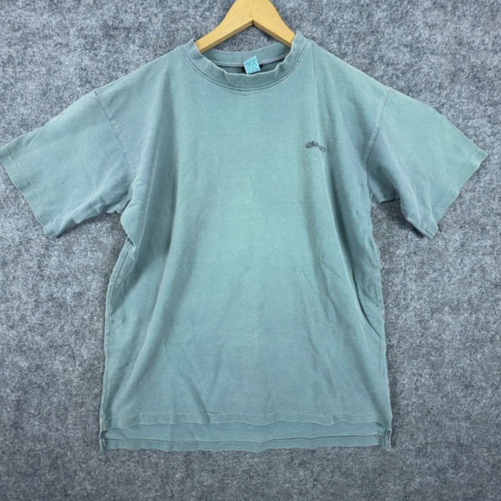 Vintage Gramicci T-Shirt Mens Medium Green Cotton Short Sleeve Textured Logo